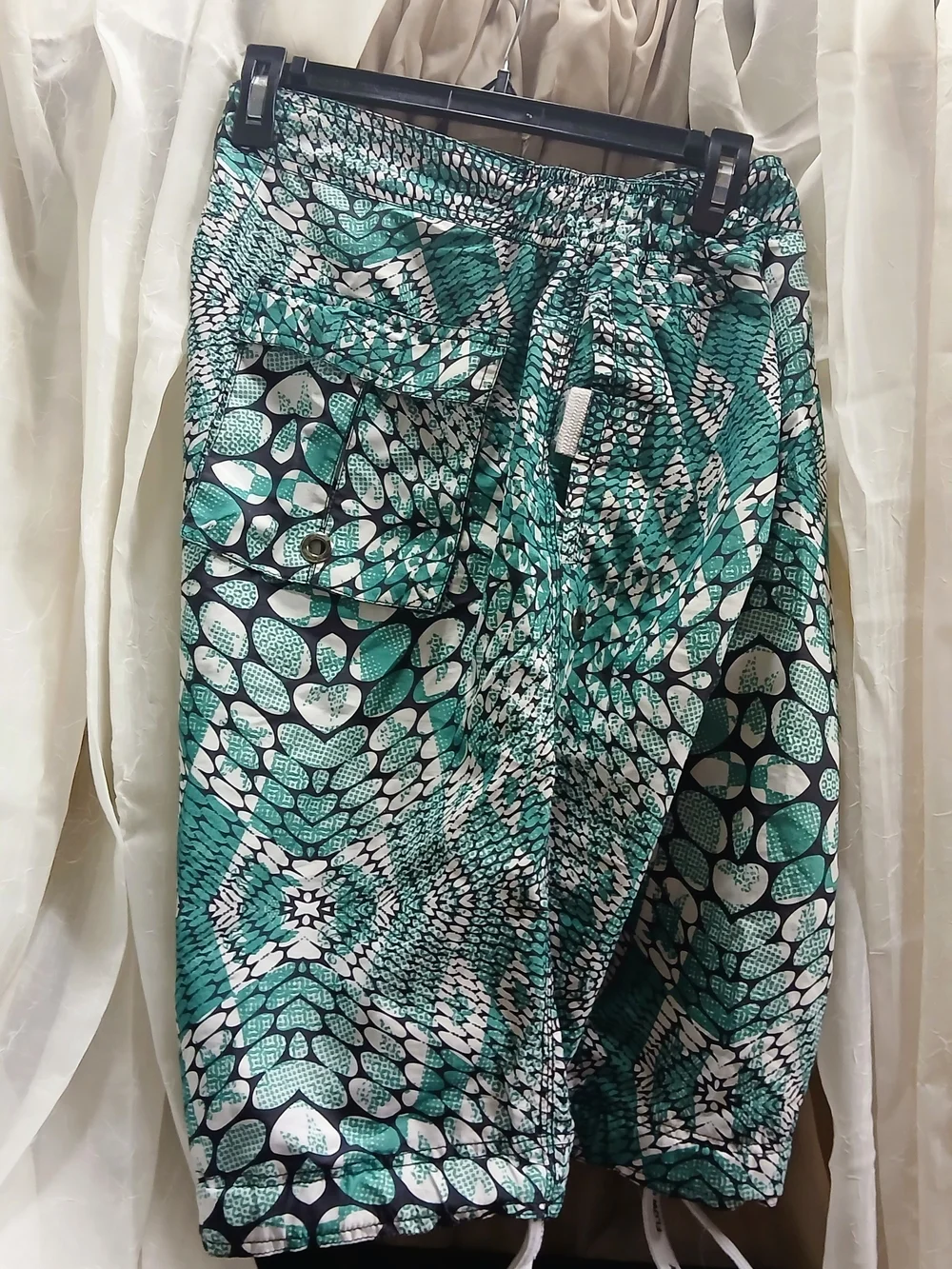 Teal Green Printed Men’s Bermuda Shorts